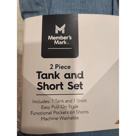 Members Mark Girls Easy Pull On Tank and Short Set Chambray Size 14/16 - Picture 2 of 3